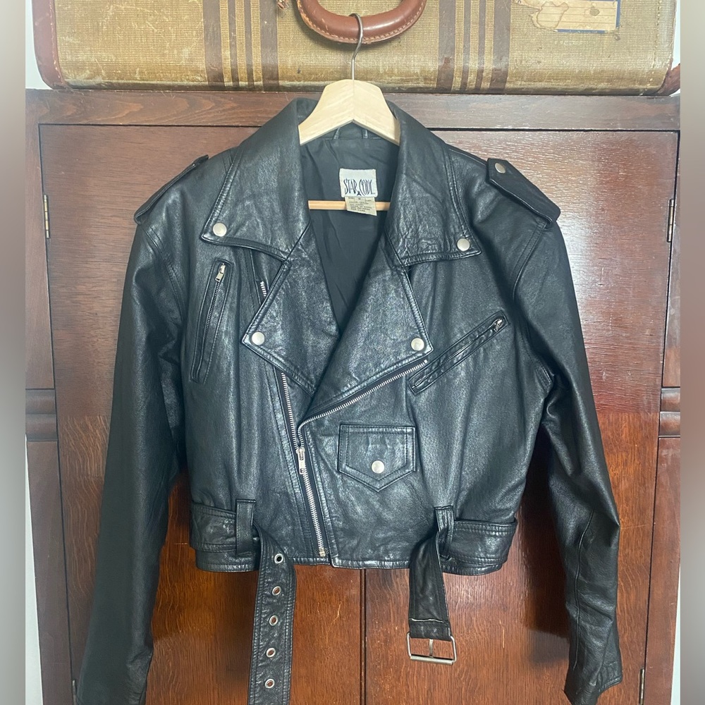 Vintage leather moto jacket